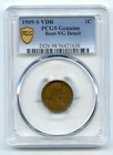 "Key Date" 1909-S V.D.B. Lincoln Wheat Cent 1c  | PCGS VG Details - Bent