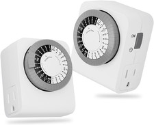 Timer Outlet with 2 Grounded Outlets, Mechanical Light Timers for Electrical Out