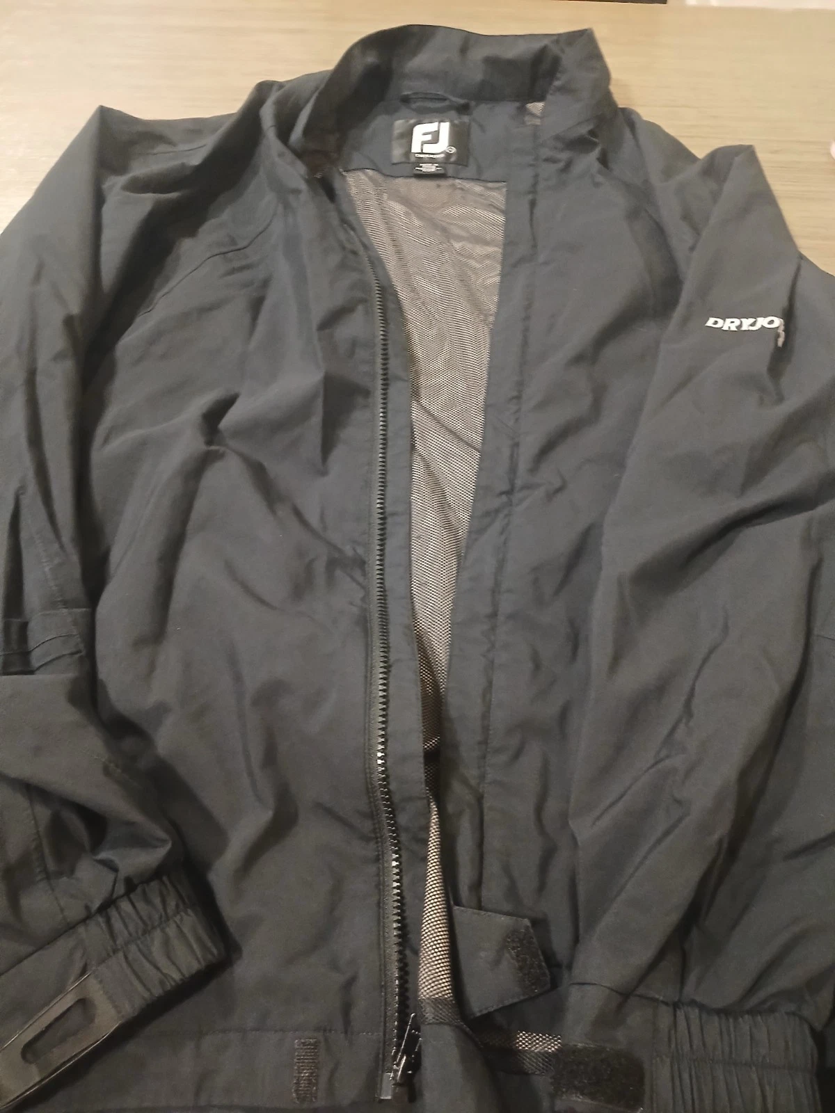 FJ Dryjoys Black Windbreaker Full Zip Jacket Size XL