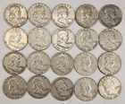90% SILVER FRANKLIN HALF DOLLAR - FULL ROLL - 20 COINS - MIXED DATES