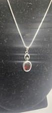 Sterling Silver .925 Garnet Pendant Necklace 18