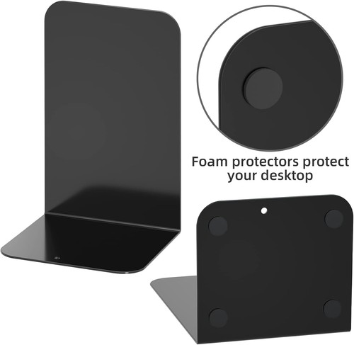 Coppia Fermalibri in Metallo Resistente Nero Design Minimalista Stabile Antiscivolo 8 Pollici - Foto 5 di 16