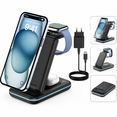 3 In 1 Apple Ladegerät Wireless Charger Apple Watch Air Pods Iphone Ladestation