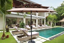 9Ft 3-Tier Outdoor Patio Umbrella with Crank, Tilt, Wind Vents for Garden Deck