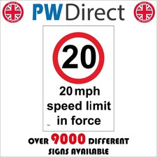 Image of SIGN 20 MPH Speed Limit In Force Speed Limit Miles Per Hour Vehicles TR052A