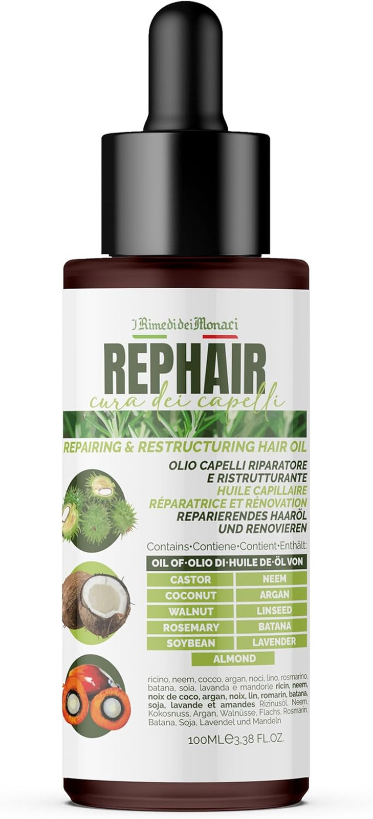 Olio Capelli Rosmarino Rephair 100ml - Crescita e Rinforzo Naturale