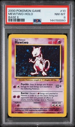 2000 POKEMON BASE SET 2 #10 MEWTWO-HOLO PSA 8
