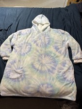 Primark Blue Tie Dye Snuddie Fleece Lined Hooded Oversize Pyjama XS/S Nightwear