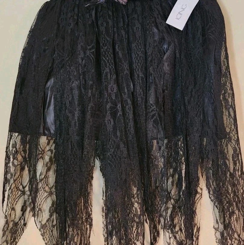 💫Falda de Encaje Gótico Junior Falda Acampanada Alta TUTU Negro Glaseado Bruja Halloween Foto 4 de 4