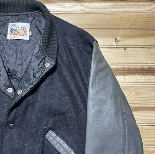 Vintage Excelled Leather Wool Varsity Letterman Jacket Made In USA Size Large - Picture 7 of 12