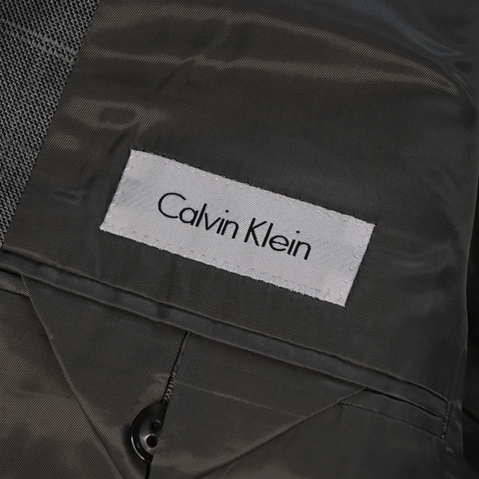 Blazer Traje Chaqueta Abrigo Deportivo Calvin Klein 52R Gris Ventana Lana Seda Para Hombre Foto 4 de 4