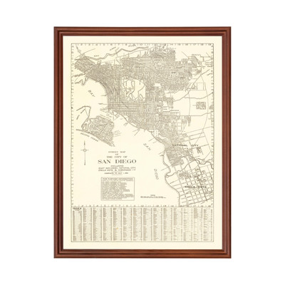 Old Map of San Diego, CA 1914 - Vintage San Diego California
