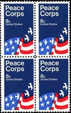 US Scott # 1447, Peace Corps, Block of (4) 1972 8¢ Stamps, MNH