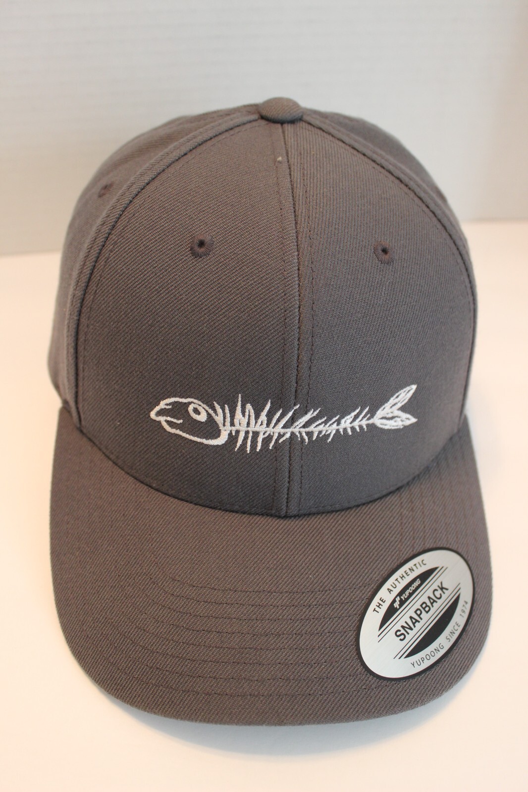 Fish Bone Grey Adjustable Snapback Hat Embroidere… - image 2