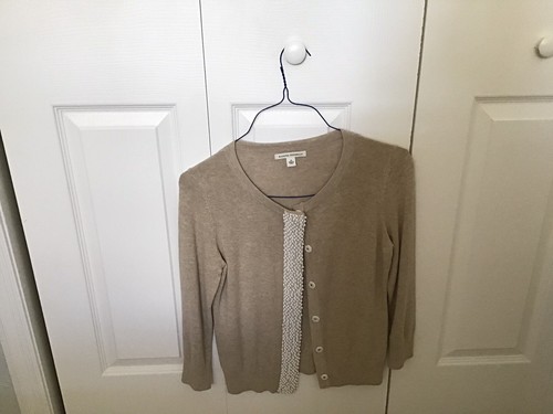 banana republic beaded tan sweater (s 