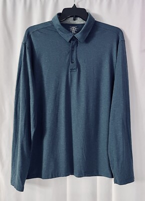 G.H. Bass & Co. Men s Performance Long Sleeve polo Shirt, Color Blue, Sz XXL