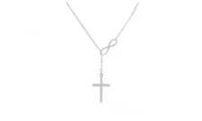 Solid 925 Sterling Silver  Infinity Cross Necklace For Women Made In Italy - 18"