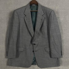 Stafford Hartmarx Mens Blazer 42R Houndstooth Gray Jacket 2 Button Worested Wool