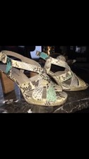 Olivia Martina women snakeskin leather sandals sling back om82