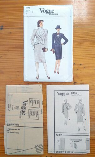 8845 Vintage VOGUE Sewing Pattern Misses Suit Jacket & Skirt SIZE 10 - UNCUT - Picture 3 of 5
