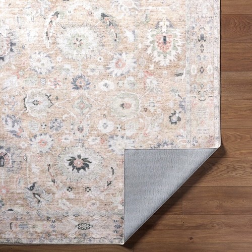 Washable Everly Area Rug Floral Medallion Non-Slip Plush Indoor Soft Polyester - Picture 4 of 7