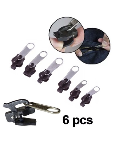 6 Zippers Quick Zip Repair Kit Black Zip French Seller - Picture 1 of 3