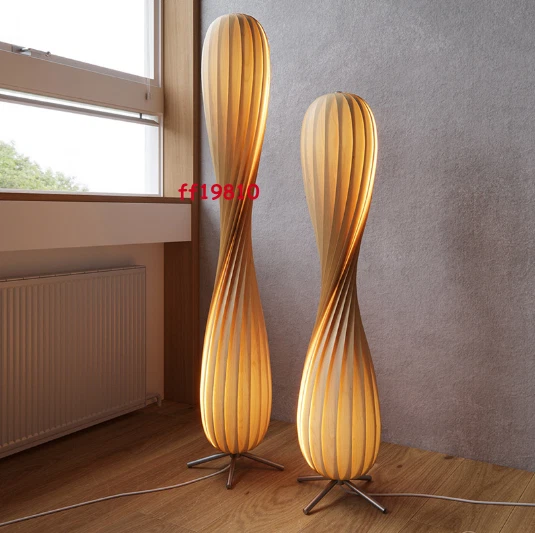 Japanese Style Floor Lamp Handmade Bamboo Standing Light Wicker