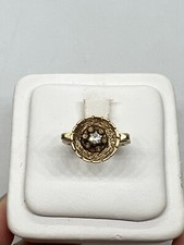 Antico Vintage 14k Oro Giallo Lampada Stile Vecchio Anello Diamante Texture 3D