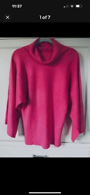 Sweater Cowl Neck Pink Acrylic Dolman Sleeves Narrow Hips Unbranded No Size