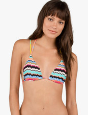 Volcom Women's Rays for Daze Triangle Bikini Top Reversible Swim Size L 00054