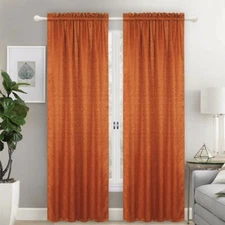 Floral Jacquard Embroidered Rod Pocket Window Curtain Panel Drape 81002