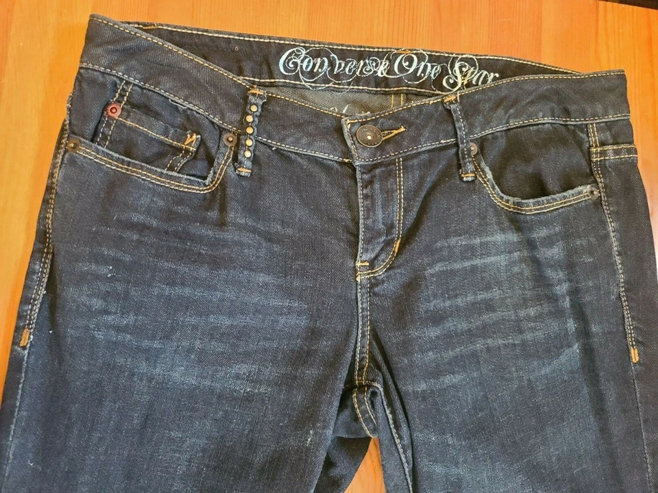 CONVERSE ONE STAR DARKWASHED SKINNY ONE STAR JEANS Size 34 - Image 4 of 4