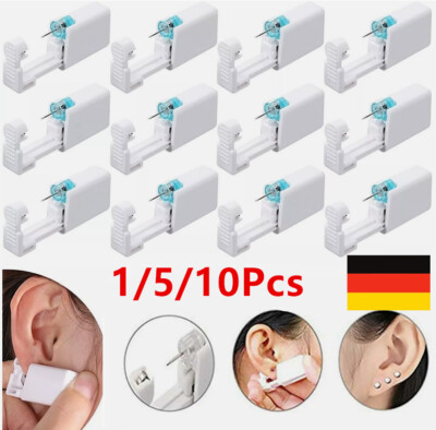1-10 Stk Einweg Sicherheits Ohrlochpistole Schmerzlos Ohrstecker Gun Stechen DE