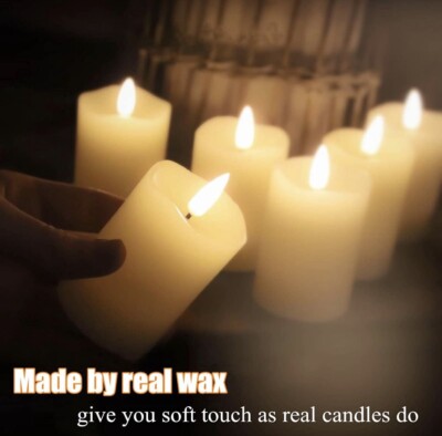 6x LED Real Wax Votive Candle Ivory w/5hr Timer, Flameless, 2'' x 3'', Batteries
