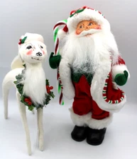 Annalee Doll Peppermint Santa 9" & Christmas Doe 8" Set 2004 & 2005