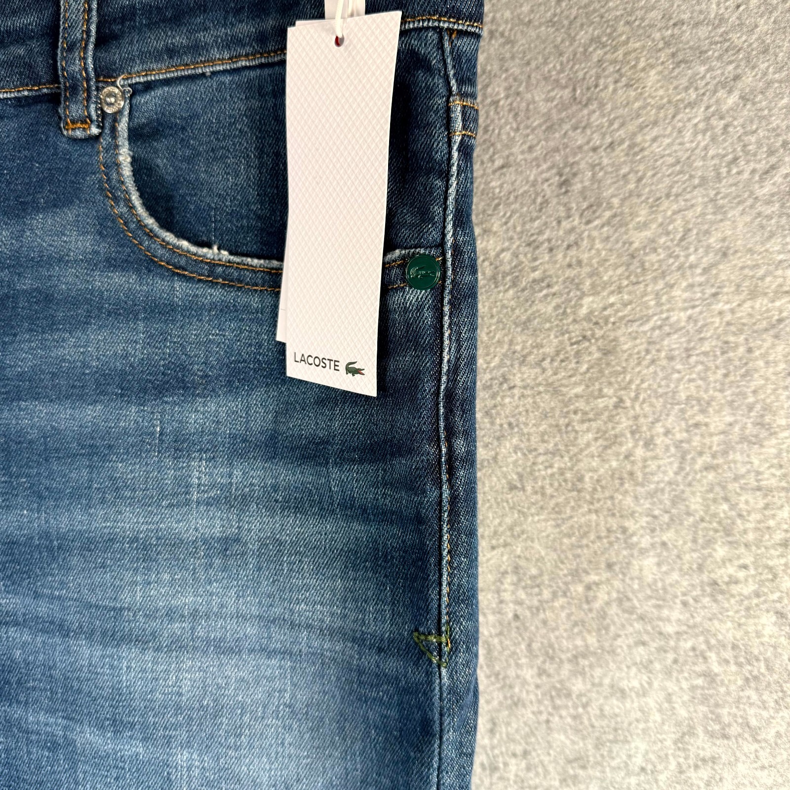 Lacoste Jeans Men's 33 X 34 Blue Denim Stretch Slim Fit Medium Wash Straight Leg image 7