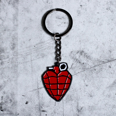 Green Day American Idiot Heart Grenade Soft Enamel Keychain   Black Metal