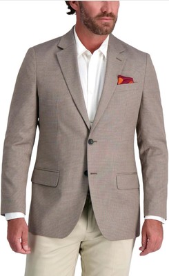 J.M. Haggar Premium Stretch Suit Jacket Tailored Fit Mocha Size 44 Regular NEW