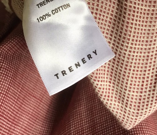TRENERY Red Shirt 100% Cotton Ivory Self Check XL Oxford Collar Men’s As New - Picture 8 of 9