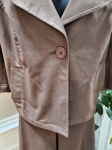 D.F.A New York Women's Brown Cotton Single Breasted Blazer & Pant 2 Pc's Suit XL - Picture 4 of 12