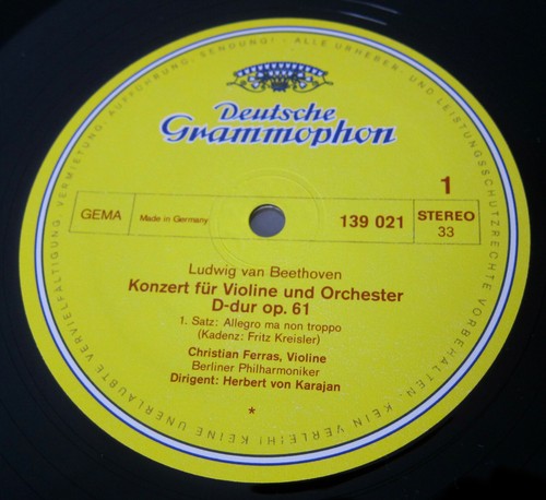 -DG 139 021 STEREO LP FERRAS KARAJAN Beethoven Violin Concerto - Bild 3 von 3