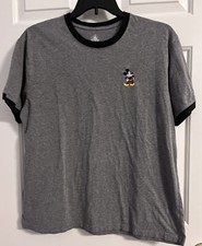Disney Men T-Shirt Gray Large Ringer Classic Mickey Mouse Adult Tee