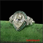 Vintage 4CT Pear Shape Lab-Created Diamond Art Deco Ring 14K White Gold Finish