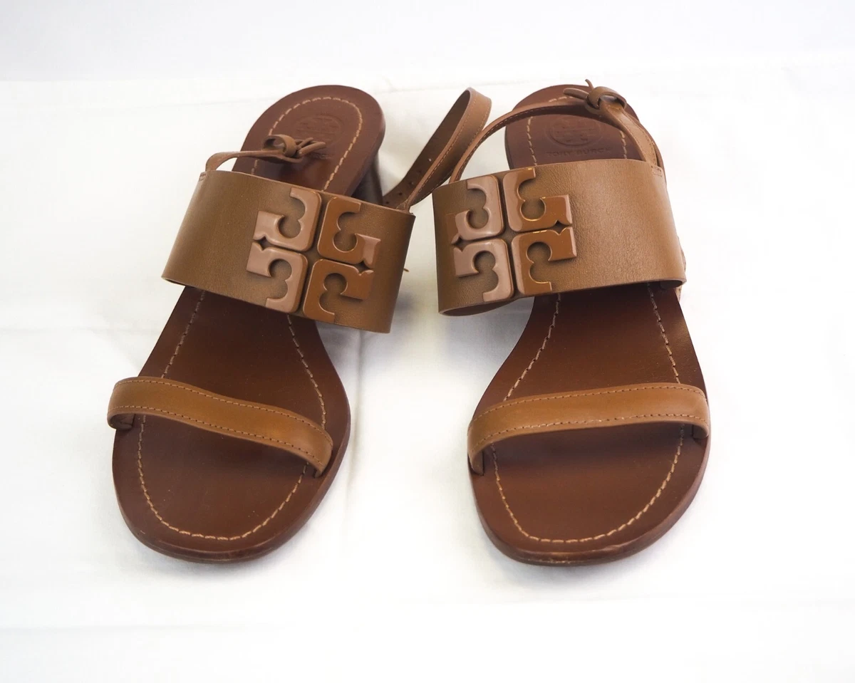 Tory Burch Tan Leather Strap Sandals with Small Heel Women s Size 10.5 M