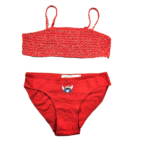 Zara Disney Lilo & Stitch 2 Piece Red Girls Swimsuit 11/12