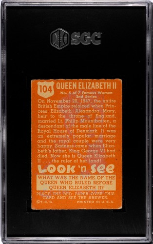 1952 Topps Look n See #104 Queen Elizabeth of England SGC 3 - Picture 2 of 2