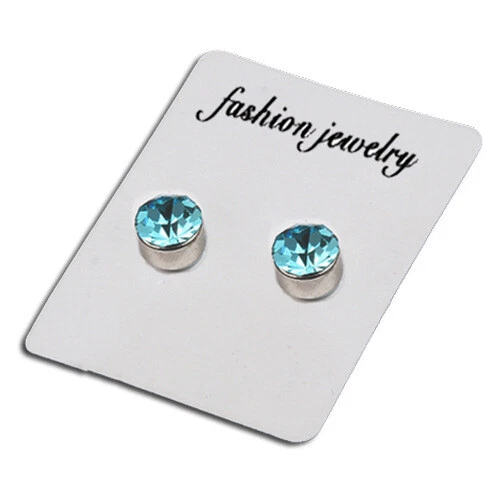 Solid Surgical Titanium Women Men 6mm Round Crystal Stud Magnetic Earrings - Picture 12 of 12
