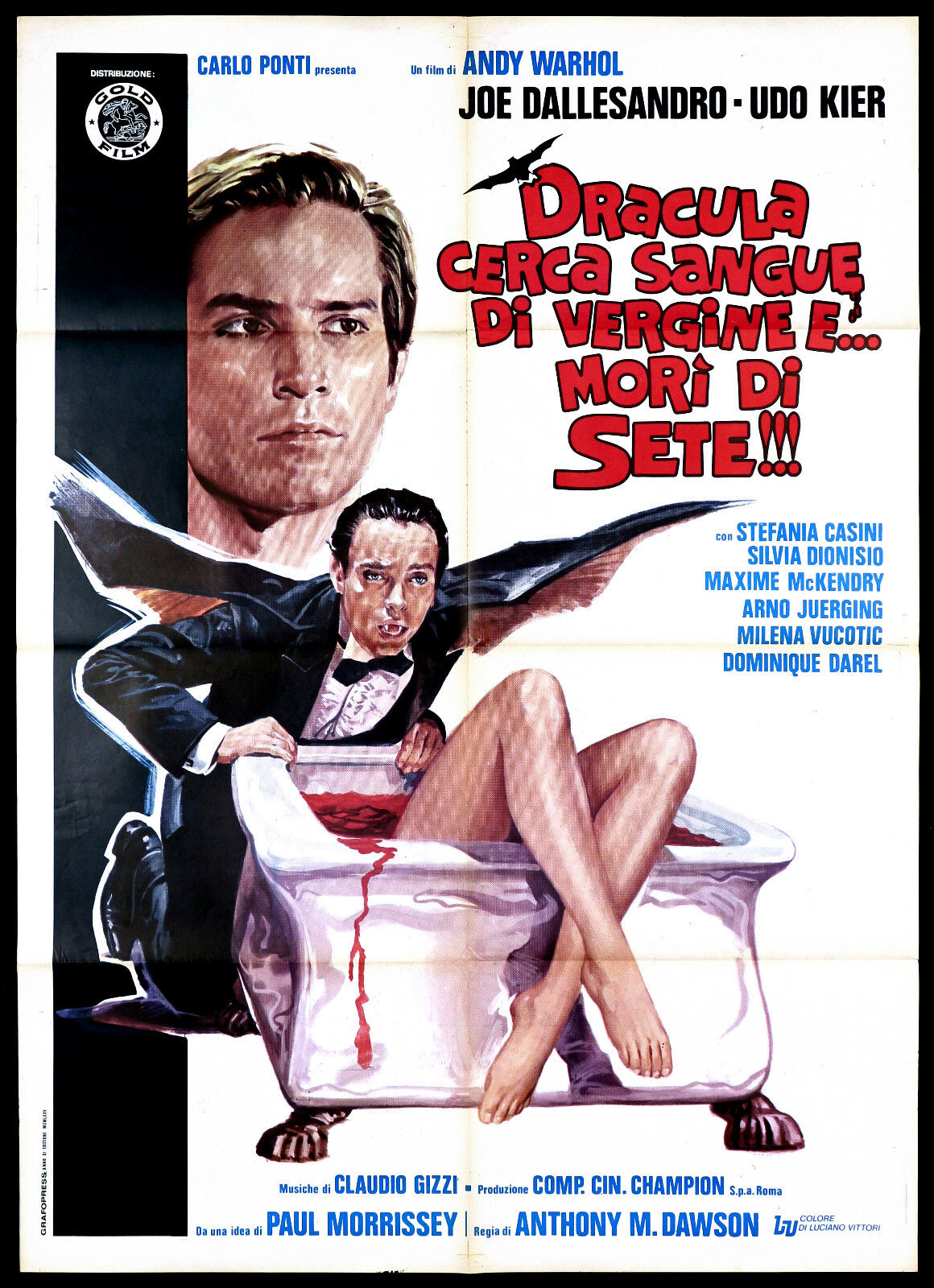 DRACULA CERCA SANGUE DI VERGINE MANIFESTO CINEMA MORRISSEY HORROR 1974 POSTER 2F W magazynie