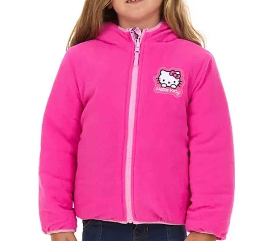 Hello Kitty Puffer Chaqueta Abrigo Sudadera con Capucha Niñas Niños Pequeños 2T 3T 4T 5T 6 7 Rosa Foto 2 de 4