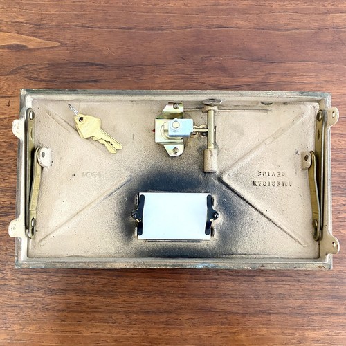 Vintage 1961 American Device LG Brass Art Deco Mailbox Door w/ Lock & 2